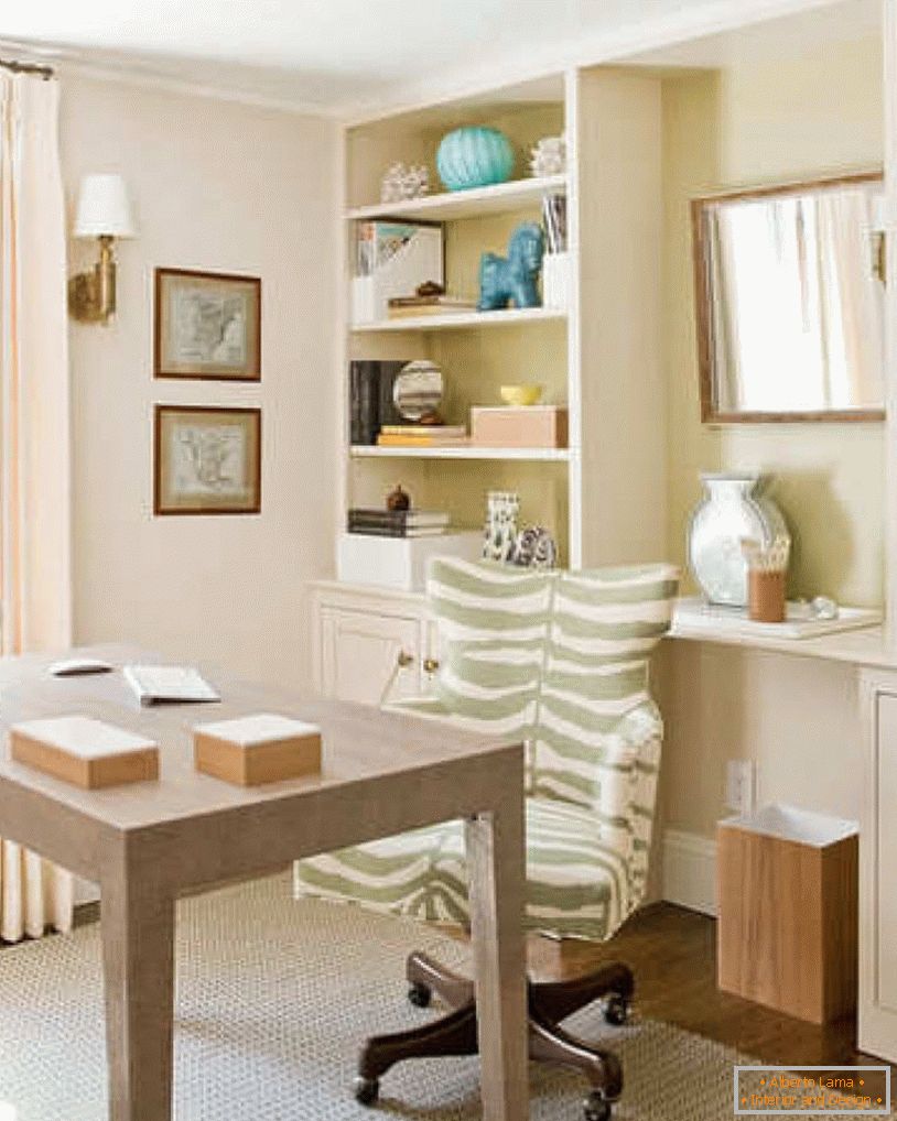 Home office in cream colors