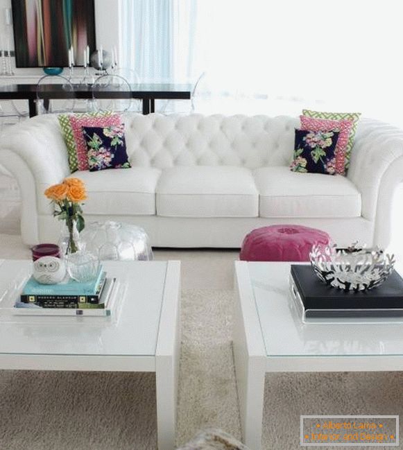 Two white coffee tables