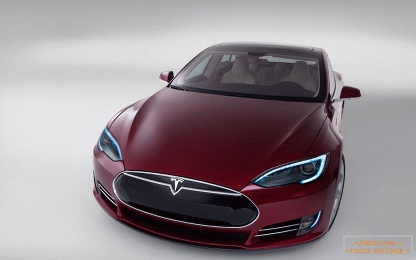 electric car Tesla S silver