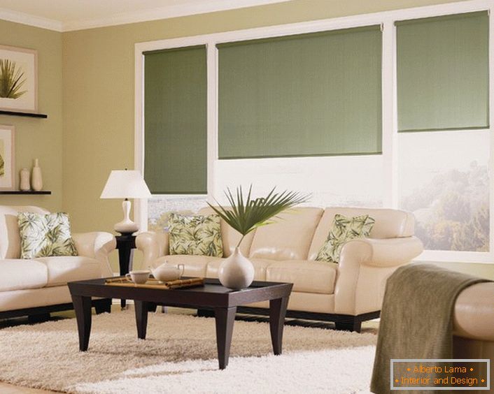 The shades of green are most often used for decorating eco-style.