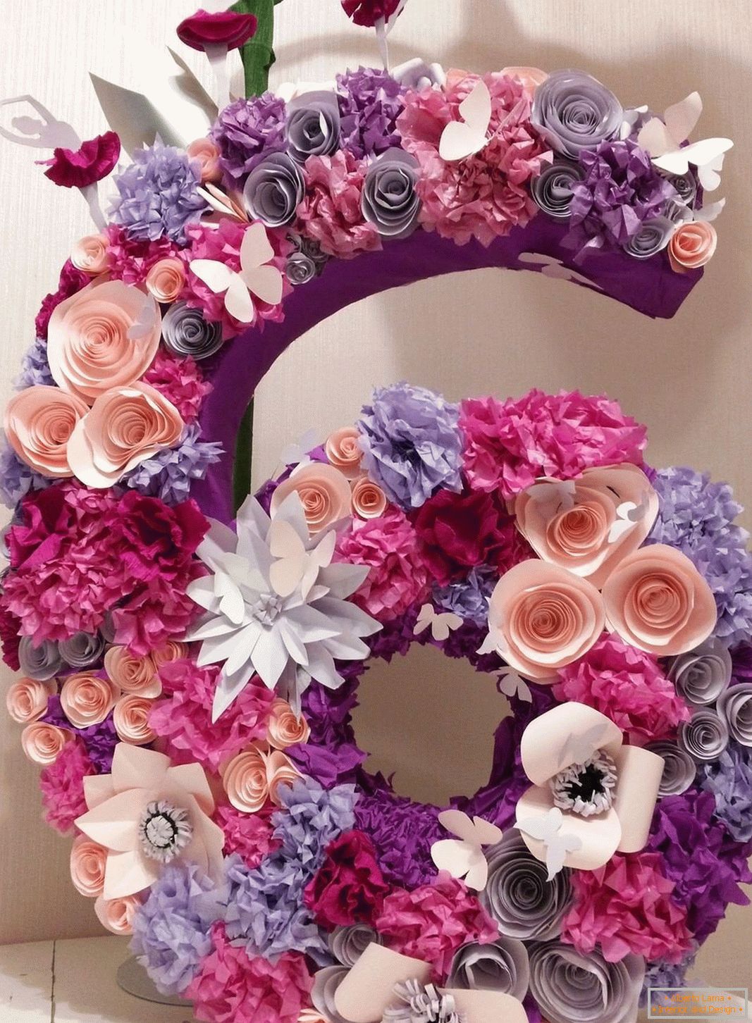 Composition from flowers on number 6