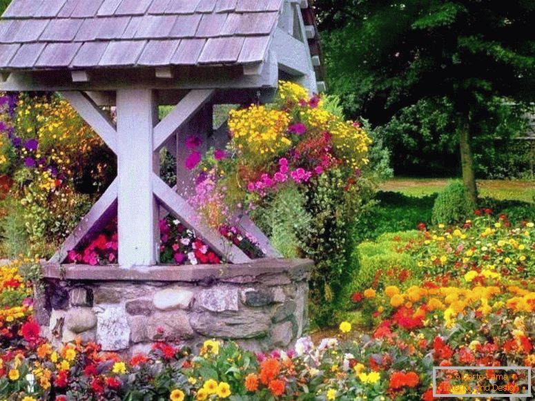 Rustic style flower bed