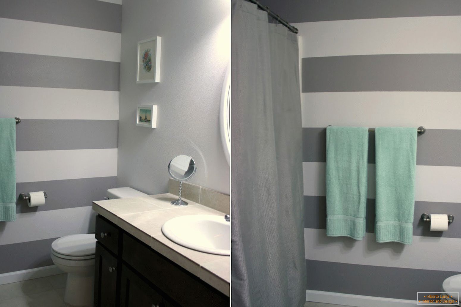 Horizontal stripes in the bathroom design