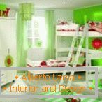 Light green interior with white furniture