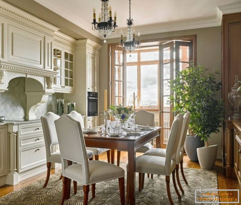 Kitchen with a dining room in a classic style