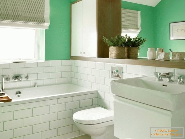 White-green combined bathroom