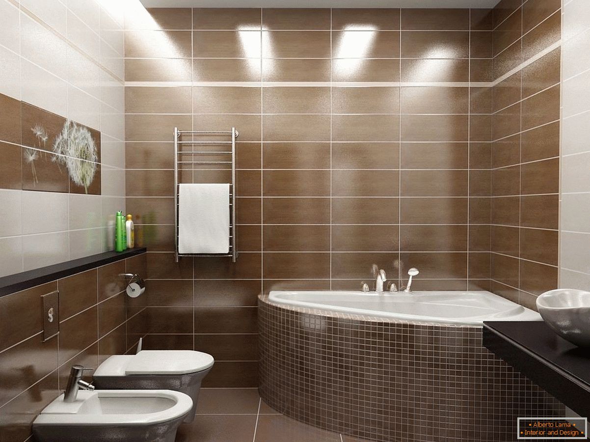 Brown-white combined bathroom