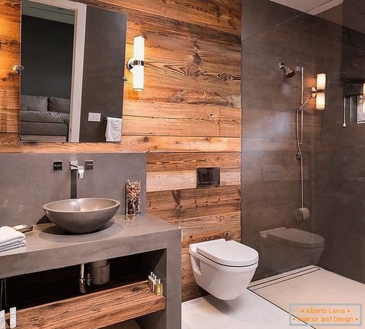 Bathroom with toilet in loft style