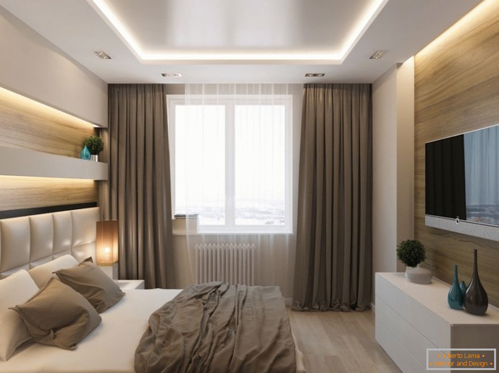 Stylish bedroom interior in the apartment