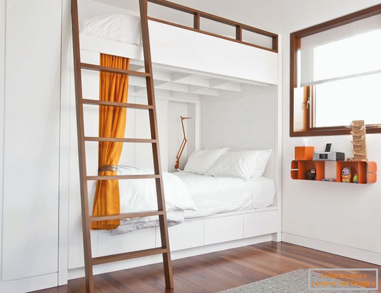 Bunk bed in the bedroom in white
