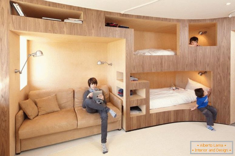 Built-in bunk bed в спальне