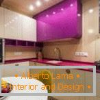 Design of violet kitchen с подсветкой
