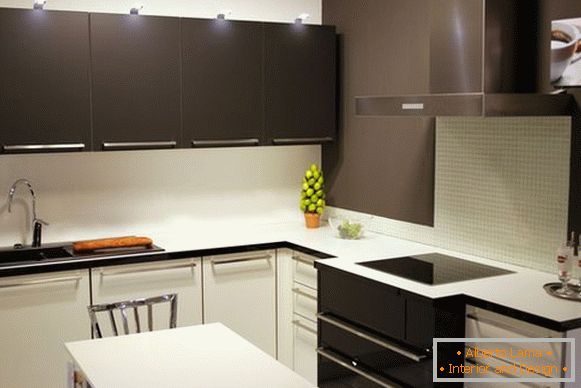 Interior corner black and white kitchen