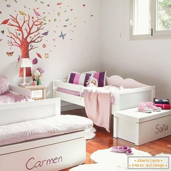 interior of a children's room for 2 girls photo