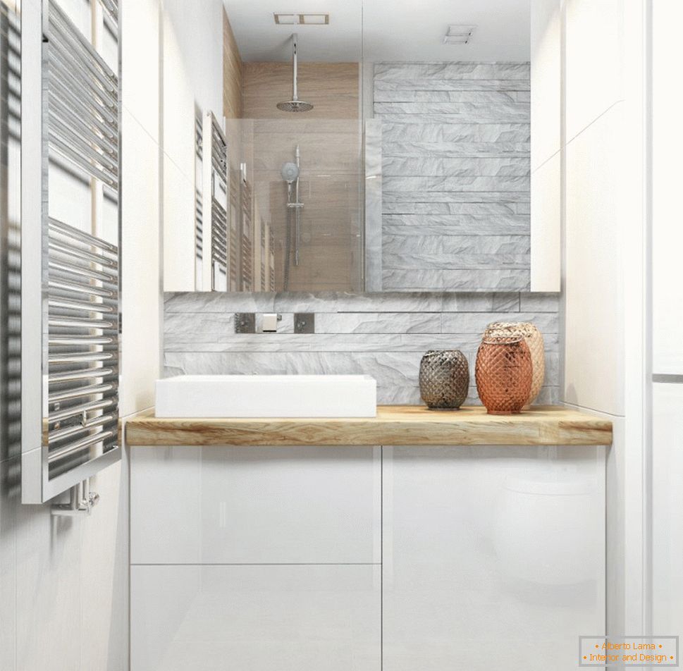 Interior of a small two-room apartment in the style of white