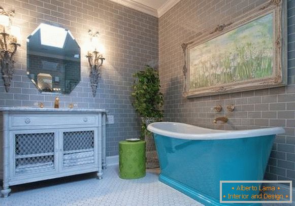 Bathroom - photo interior in blue-gray color