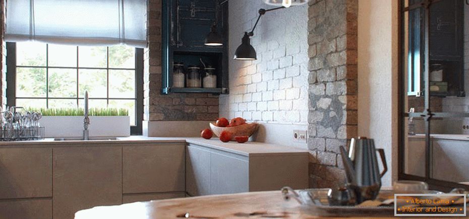 Small kitchen in loft style