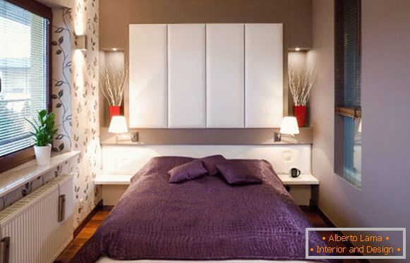Lavender color in the design of the bedroom