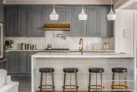 Gray-beige kitchen interior - fashion trend 2018