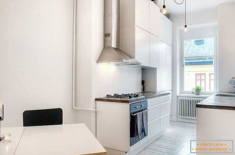 Stylish kitchen of a small apartment in Sweden