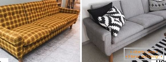 Pulling out upholstered furniture - photo of the old sofa before and after