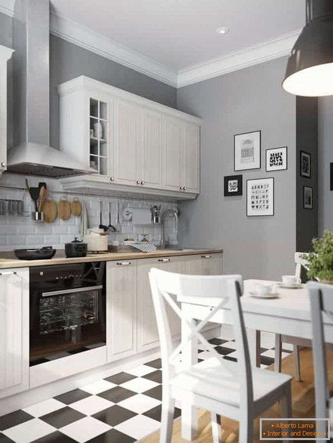 White and gray kitchen