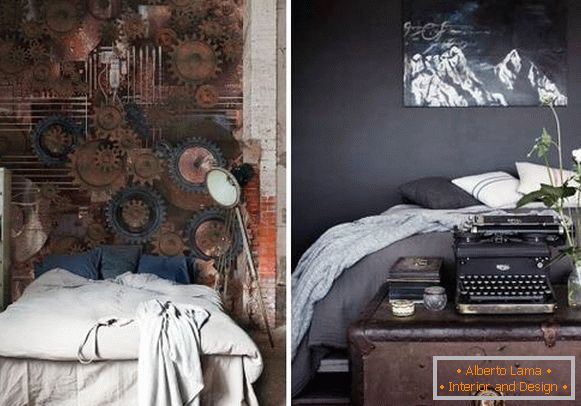 Bedroom interior in steampunk style - photo wallpapers