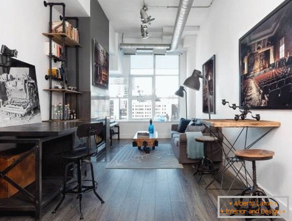 Design rooms in style steampunk, industrial and loft
