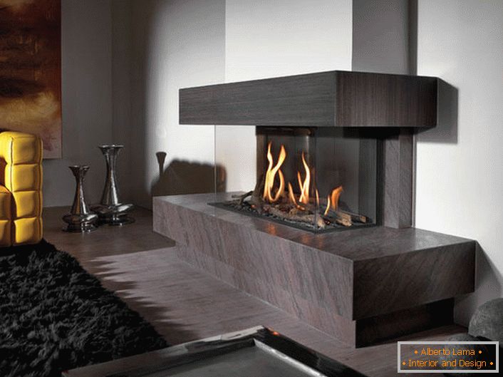 Gas fireplace for the apartment