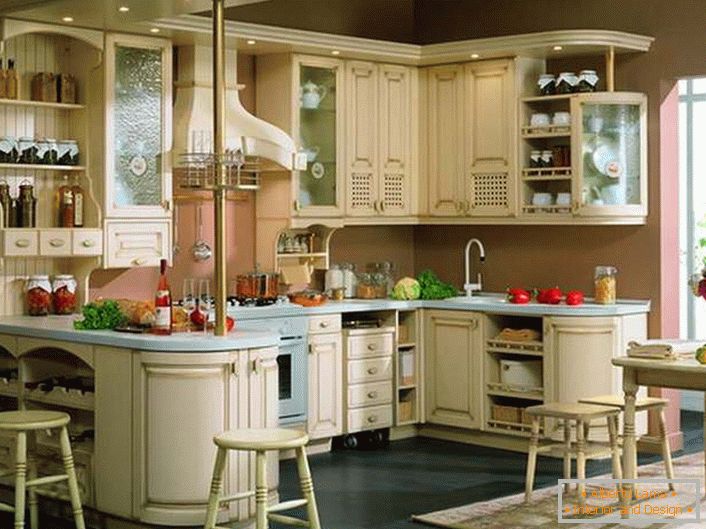 Beautiful, comfortable, habitable kitchen in the style of Provence.