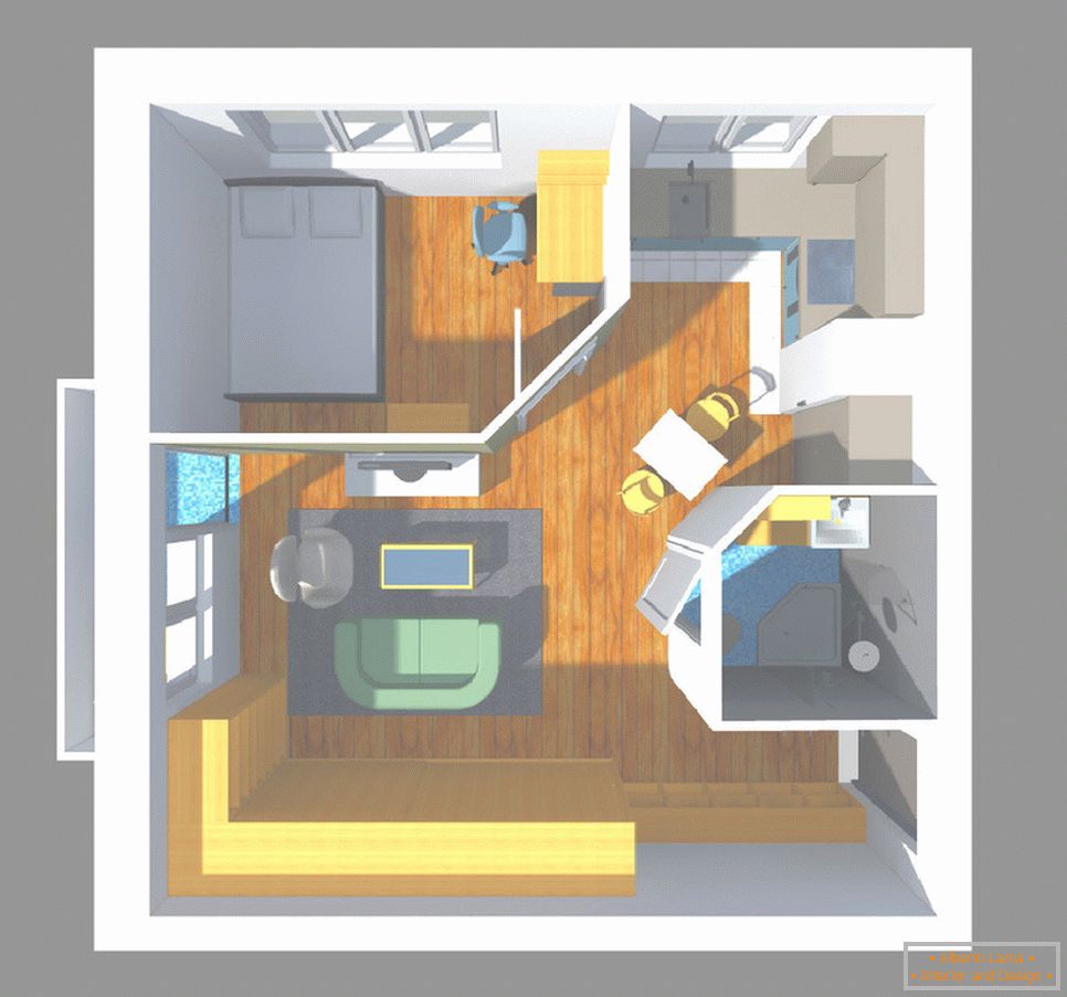3 unique ideas for replanning a one-room apartment in a