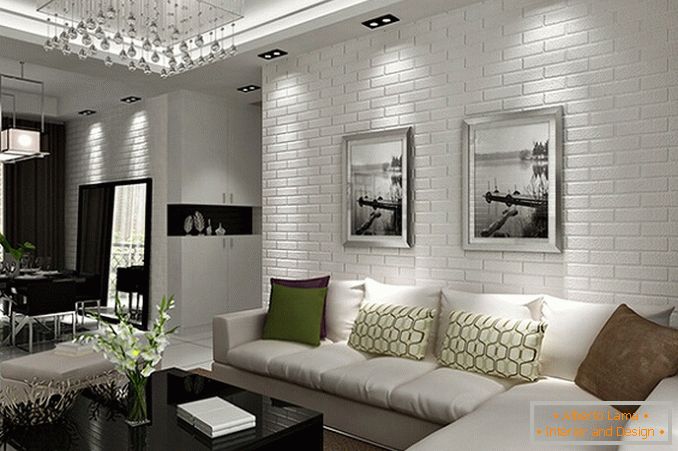 White brick in the interior - 40 photos of successful design