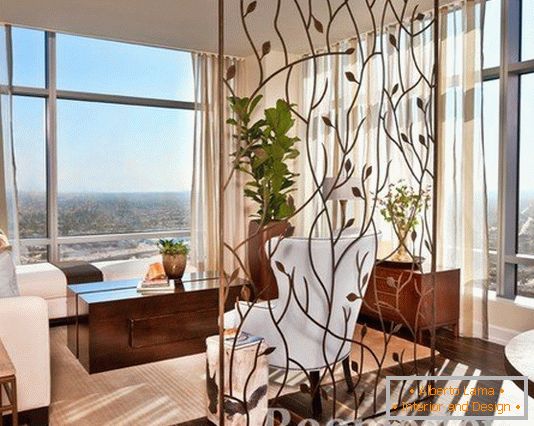 Decorative partitions in the interior of the room - ideas of