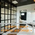 Design of a black and white bathroom + 75 photo