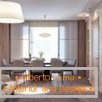 Interior design of the living room 19 sq. m. m