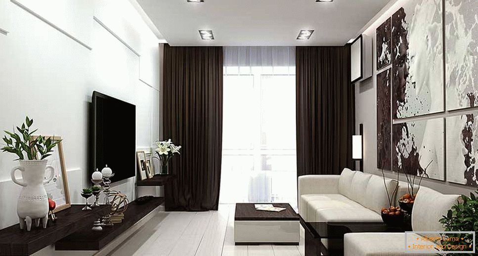 Interior design of the living room 19 sq. m. m