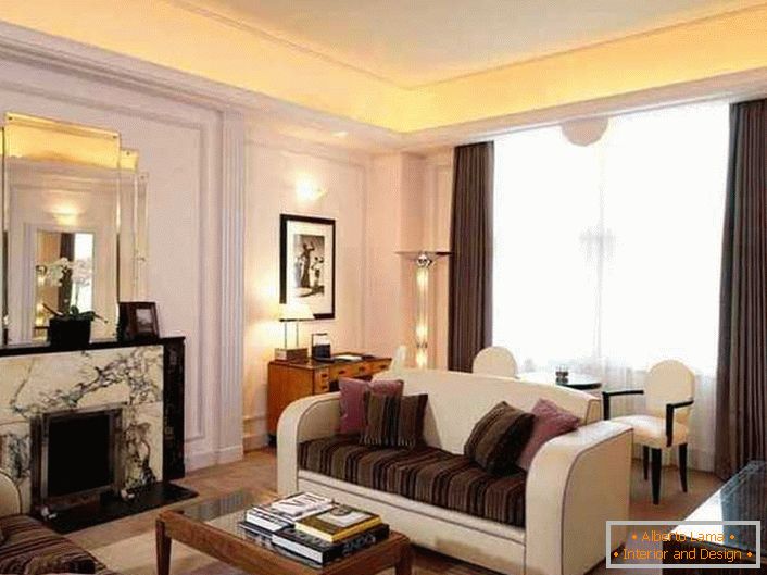 Interior design of the living room in the art deco style (54