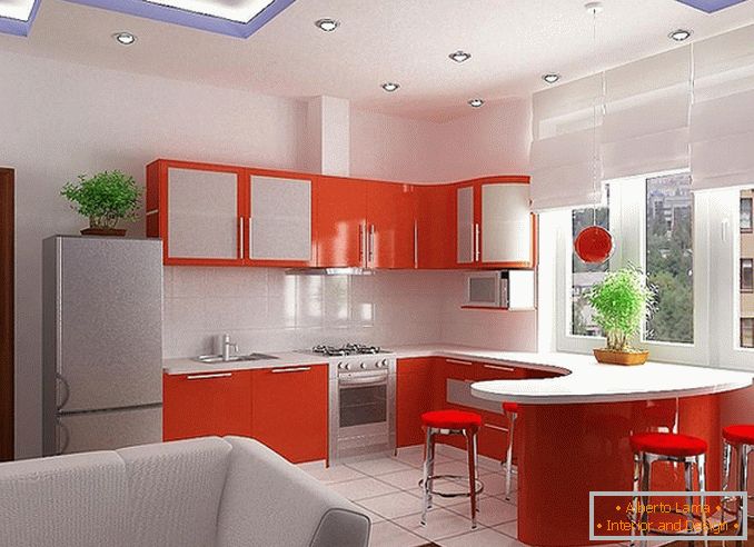 Interior design of kitchen-dining room and kitchen-studio