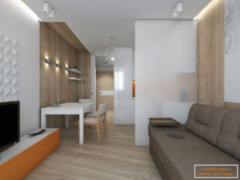 Design of a one-room apartment 35 square meters. m. - 110