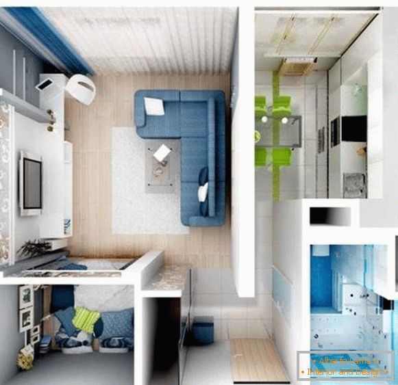 Design of a one-room apartment: how can it be divided into
