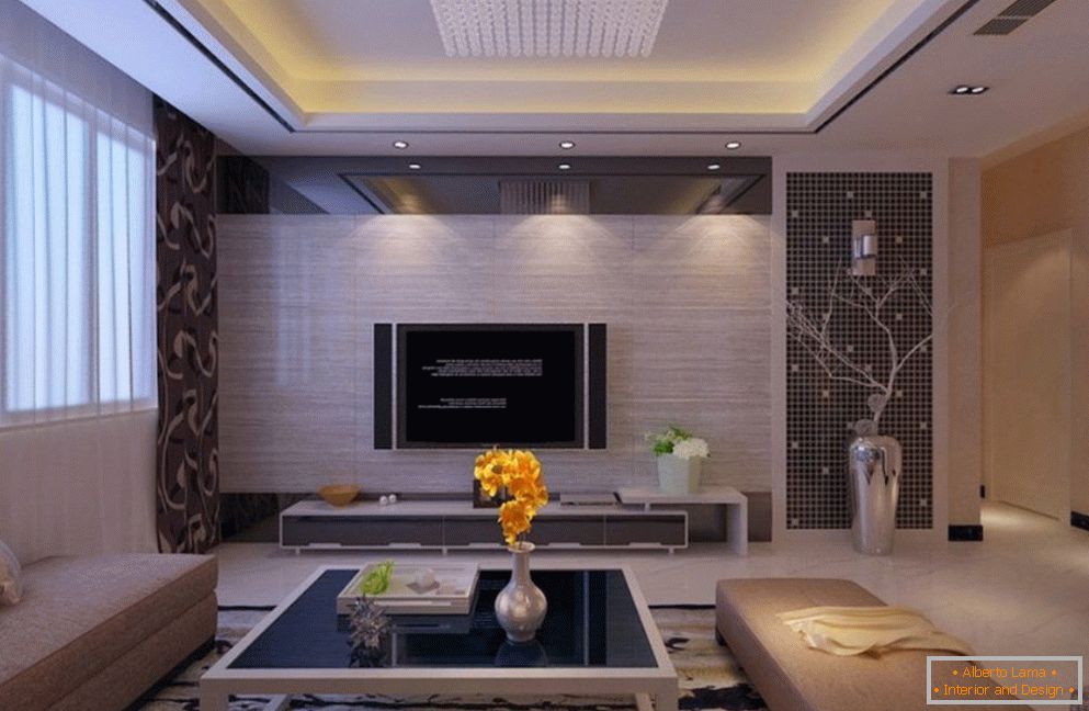 Design of the ceiling in the hall +60 photo