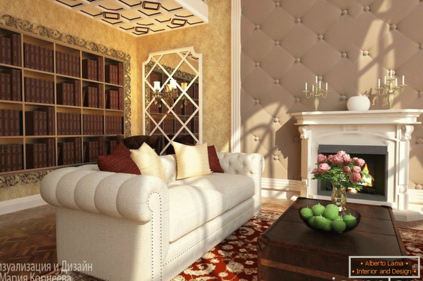 Design projects of living rooms in an intellectual style