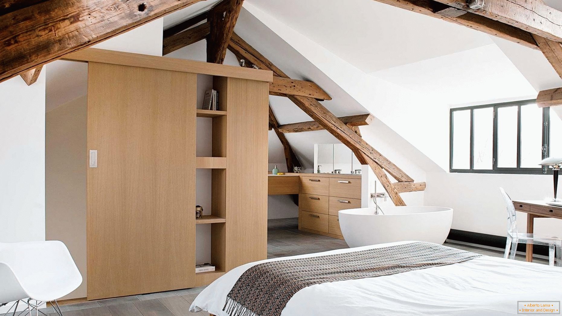 Design of a modern bedroom in the attic: 35 photo examples
