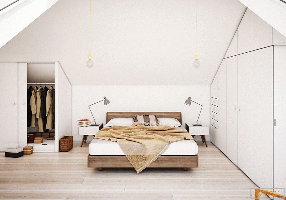 Design of a modern bedroom in the attic: 35 photo examples