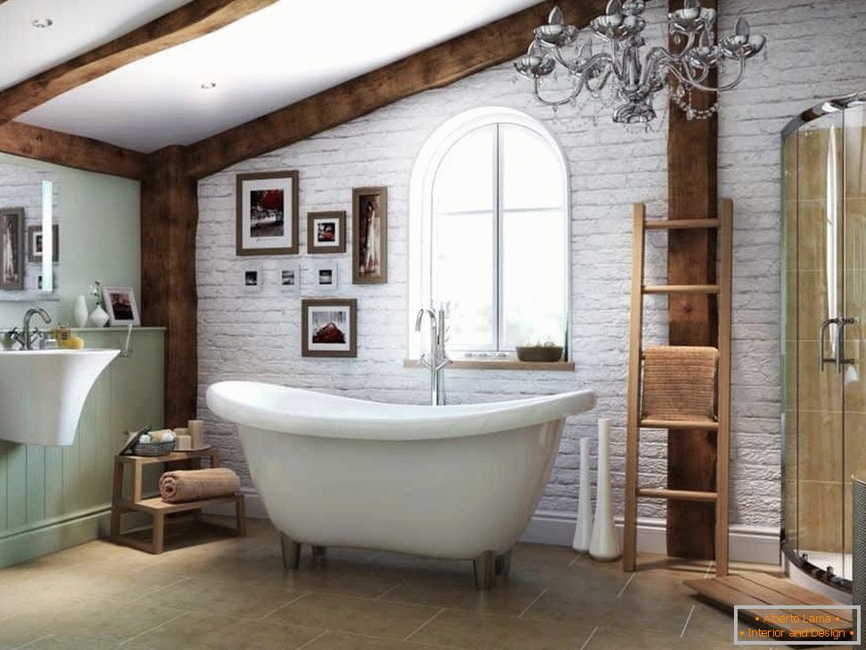 Bathroom design in loft style - interior photo