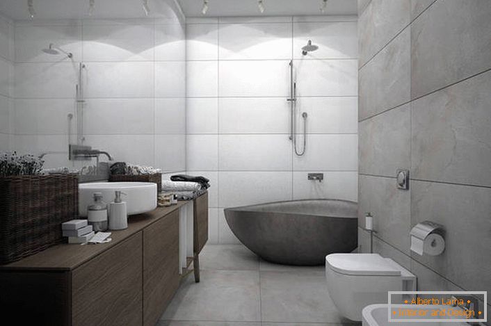 Design of the bathroom in the style of minimalism (50 ideas