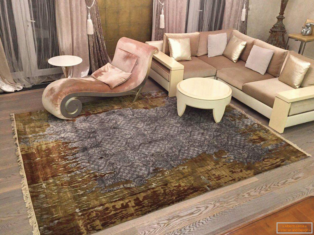 Designer handmade carpets in a modern interior: 15 fashion