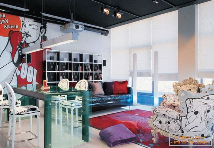Eclectic-modern, multi-faceted style in the interior of the
