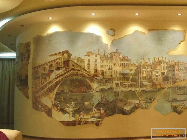 Frescoes in the interior +62 photos in the living room,