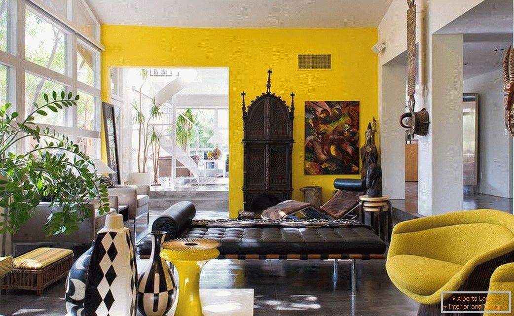 Mustard color in the interior +75 photo